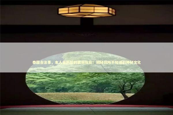 泰国合法事，本人亲历后的震撼反应！揭秘你所不知道的神秘文化