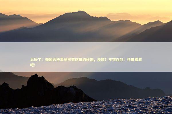 太好了！泰国合法事竟然有这样的秘密，反噬？不存在的！快来看看吧！