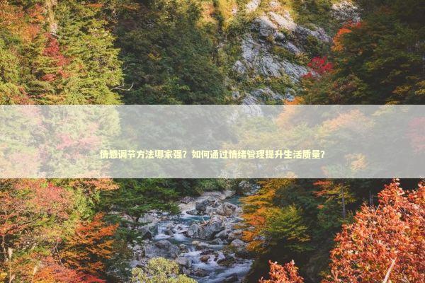 情感调节方法哪家强？如何通过情绪管理提升生活质量？